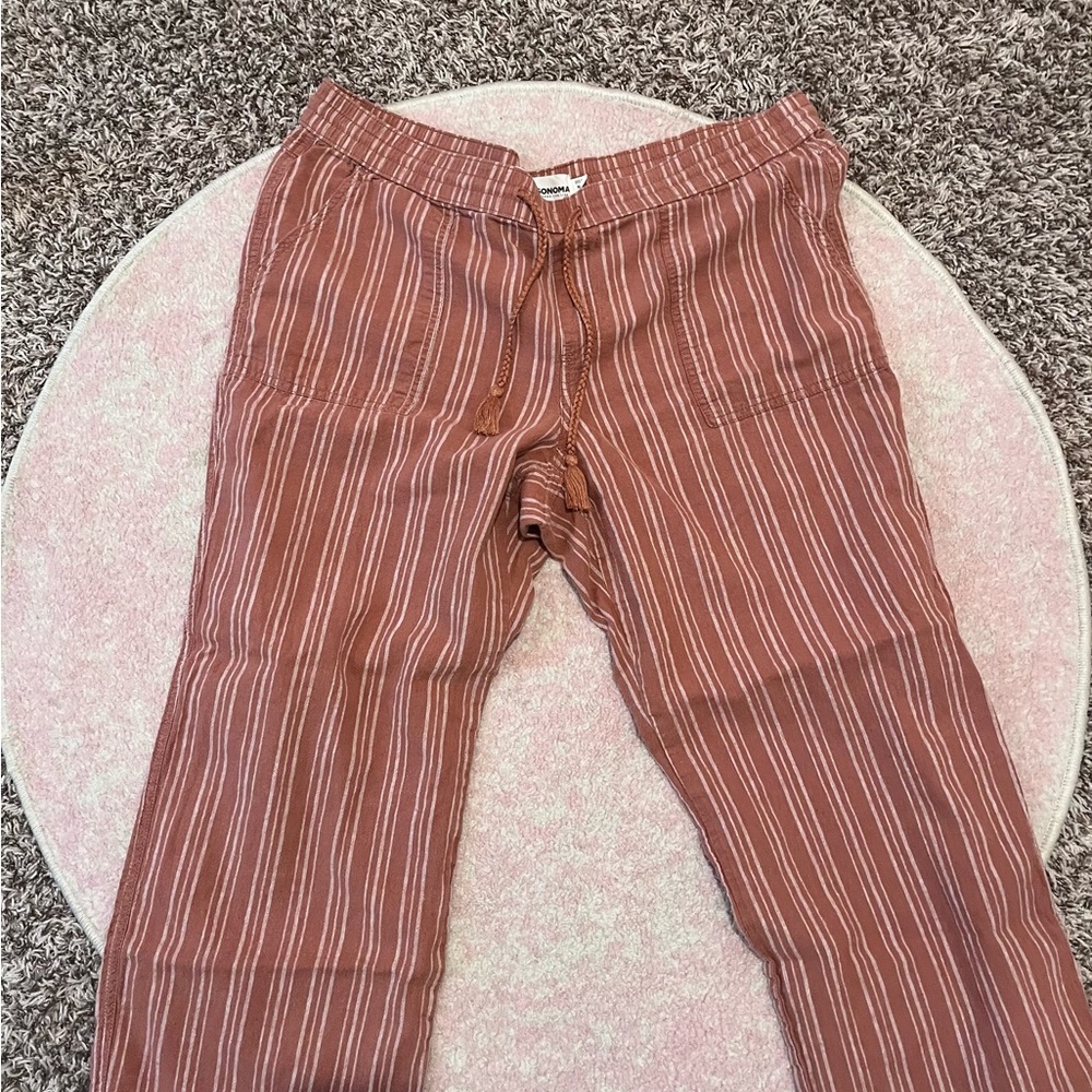 Sonoma Rust Striped Wide Leg Pants